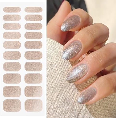 JMEOWIO Unghie Gel Adesive UV Glitter Oro Rosa Smalto Adesivo per Unghie Gel Nail Stickers Decorazioni Unghie Nail Art Disegni