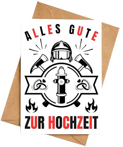 Palanemo Hochzeitskarte Feuerwehr Geschenk Hochzeit Karte für Feuerwehrleute DIN A6 inkl. Umschlag