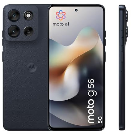 Motorola Moto g56 5G Smartphone (Robustes 6,72“-FHD+-Display Dank Gorilla Glass 7i, 50-MP-Kamera mit Moto-AI, 8/256 GB, 5100 mAh, extrem temperaturbeständig) Pantone Black Oyster, inkl. Schutzcover