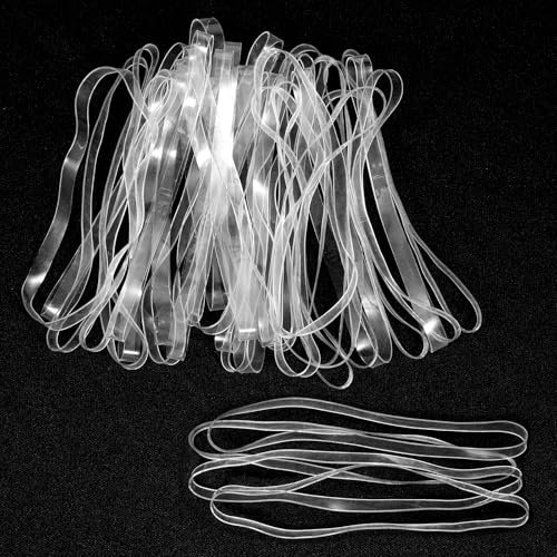 50Pcs Clear Rubber Bands for Crafts, 200x5mm (Perimeter X Width) Large Elastic Bands TPU Heavy Duty Rubber Bands for Home Office Crafts Books gifts Notebook