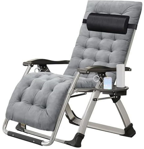 Tourtecs Liegestuhl klappbar, Gartenliege Sonnenliege Liegen Relaxsessel Garten Balkon, mit Komfort-Kissen Sehr belastbar 200kg (1, Grau, 72cm)