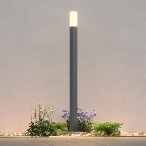 doporro Lampe Extérieure sur Pied LED 3W Gris Lampe de Chemin Jardin 80cm