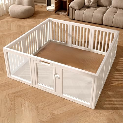 UBRAVOO Laufstall aus transparentem Acryl, werkzeuglos montierbar, transparenter Laufstall für Babys und Kleinkinder, Indoor-Outdoor-Aktivitätszentrum (150 x 150 cm, 12 Paneele)