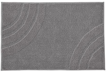 Kleine Wolke Badteppich Saturn Anthrazit 60 x 100 cm | OEKO-TEX zertifiziert, rutschhemmende Unterseite, für Fußbodenheizung, maschinenwaschbar, 100% Polyacryl
