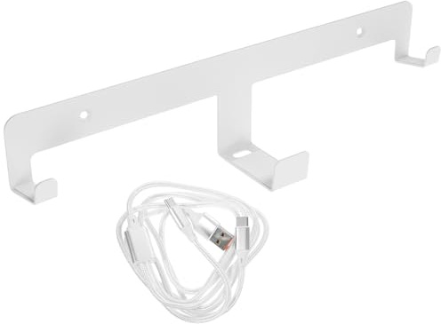 Sewroro Multi-functional VR Headset Stand Wall Mount with Dual-head Usb-c Charging Cable Space-saving Storage Bracket Compatible for Ps Headphones Organizer