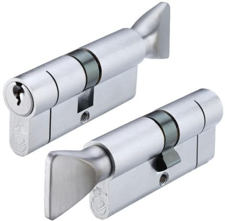 Ironmongery Solutions® V5 Cylinder and Turn Euro Style Door Lock Barrel with Smooth Thumbturn Operation for Residential Doors Fixing Included (Keyed Alike (KA11), Satin Chrome, 80mm)