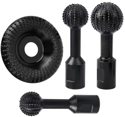 3pcs Woodworking Sphere Grinding Heads Ball Gouge with Grinding Disc, Sphere Rotary Burr Spherical Wood Carving Tools for 5/8-11 Thread & 4 1/2 and 5 Angle Grinders Hollowing Wooden Workpieces