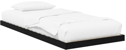 vidaXL Bodenbettrahmen Schwarz Eichen-Optik 100 x 200 cm Holzwerkstoff, Elegantes, rechteckiges Bettgestell, langlebiges Holz, modernes Design, platzsparend, vielseitig im Schlafzimmer