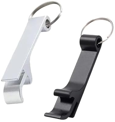 2 Pcs Set Bottle Opener Keyring, Aluminum Alloy Beer Can Opener Keychain, Durable Portable Ring for Party Bar Home Kitchen Outdoor, Gifts for Men（Colours May Vary）
