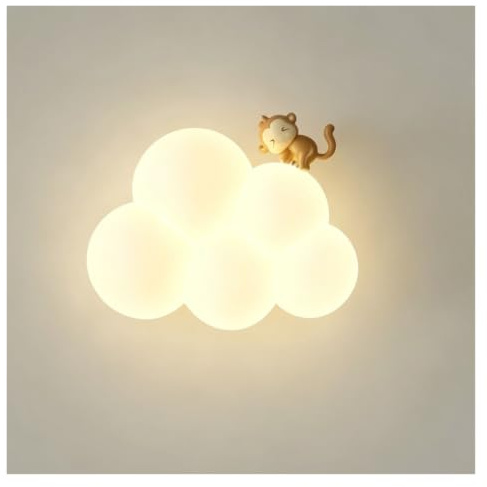 LUOYAOB Kinder-Wolke-Wandleuchte, Kinderzimmer-Wandleuchte, Cartoon-Affe-Tier-Wandleuchte dimmbare Schlafzimmer- und Babyzimmerbeleuchtung weißer Schirm Nachttisch-Wandleuchte Kinderzimmer(A)