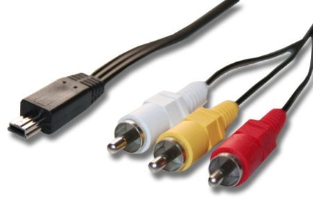 vhbw Audio Video AV Composite Kabel kompatibel mit Canon EOS 1D Mark IV, 300D, 500D, 550D, 5D Mark II, 600D, 60D, 650D Kamera, Digitalkamera