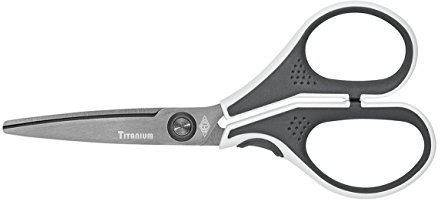 Wedo 9865 Edelstahlschere Cut-it (13 cm Titanbeschichtung ergonomische Softtouch-griffe) grau/weiß
