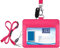 Wisdompro Porta Badge Pelle, Porta Badge da Collo con Cerniera con 50 cm Portachiavi Collo, 1 Finestra Trasparente, 4 Slot, Marrone (Verticale)