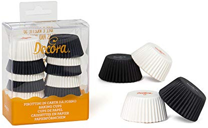 Decora Backförmchen aus Papier, Ofen, Mini, weiß und schwarz, 200 Stück, 32 x 22 mm
