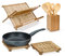 Relaxdays 3 TLG. Küchen Set, Abtropfgestell Geschirr, Kochlöffel, Pfannenwender, Untersetzer, Geschirrständer, Rührlöffel Behälter