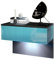 Vladon Nachttisch Sleep, Made in Germany, Nachttischschrank mit Schublade zur Wandmontage, Schwarz matt/Petrol Hochglanz, inkl. LED-Beleuchtung (60 x 46 x 35 cm)