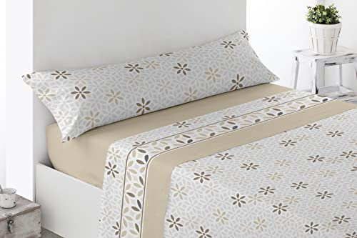 CONFORT HOME T. M. -Full Painted*- Juego DE SÁBANAS Verano 3 Piezas (Leeds Marron, 105_x_200_cm)