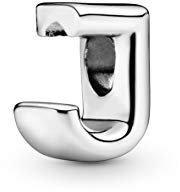 PANDORA Moments Buchstabe J - wendbares Alphabet-Charm aus Sterling-Silber mit geprägten Herzen und Perlen an der Rückseite - kompatibel mit Armbändern Moments Kollektion