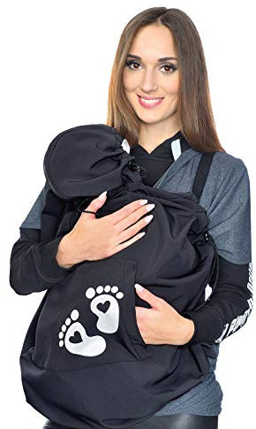 MijaCulture Softshell Tragecover, Universal Bezug für Baby Carrier Tragetücher Cape 4113 (Schwarz/Baby 2)