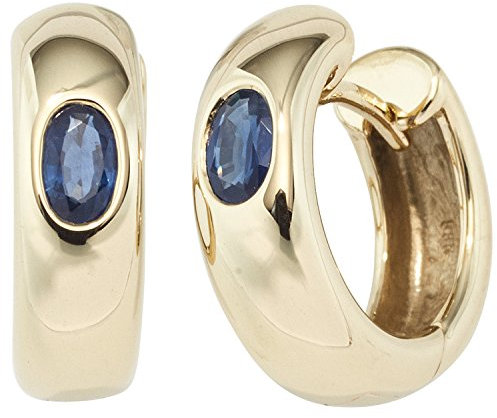 Jobo Damen-Creolen aus 14 Karat 585 Gold mit Safir Oval