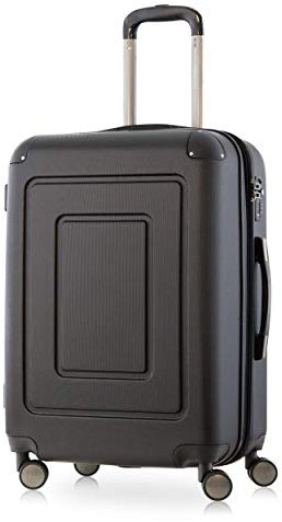 Happy Trolley - Lugano - Hochwertiger Hartschalen-Trolley, 66cm, leicht, Bruchfest, TSA Schloss, 4 Schwenkrollen, Reisekoffer Trolley, mittelgroßer Koffer, 78L, Schwarz