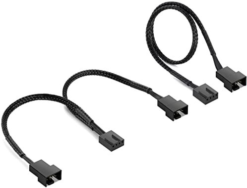 POPPSTAR Fan splitter (câble répartiteur PWM 4 broches en Y de 15 cm (1x femelle vers 2x mâle) + câble de rallonge de 30 cm), pour connecter le ventilateur du boîtier à la carte mère