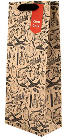 Hallmark Multi-Occasion Bottle Bag - Kraft Icons Design