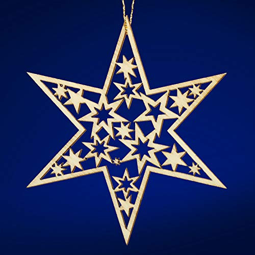 SIKORA BS-LS Traditionelle Filigrane Christbaumschmuck Holzanhänger aus nachhaltiger Herstellung - 28 Modelle wählbar, Modell:S3 Stern Sterne D 9cm