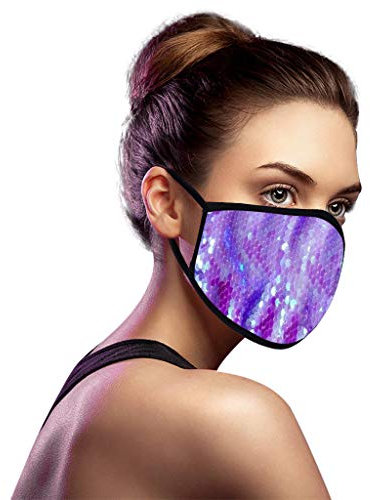TOPEREUR 4 Stück Mundschutz+8 Stück_Filters,Pailletten_Maske Mundschutz Face Cover Wiederverwendbare Verstellbar Glänzend Staubdicht Stoffmaske Bandana Halstuch Schals