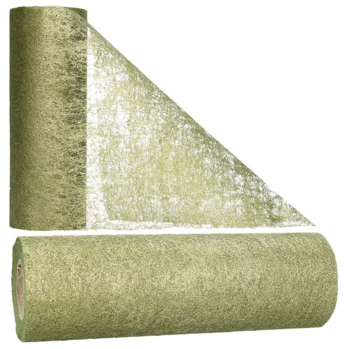 AmaCasa Vlies Tischband Tischläufer für Hochzeiten, Kommunionen, Taufen und Allen Feierlichkeiten Maße: 30cm/25m Rolle (Smaragd Gold, Vlies)