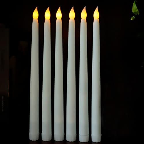Sequpr LED Kerzen Stabkerzen, Flammenlose Kerzen, LED Tafelkerzen, Batteriebetrieben Lang LED Kerzen für Weihnachten Hochzeit Party Tisch Dekoration 6 Stück Weiß