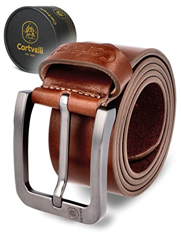 Cartvelli Ledergürtel Herren braun cognac 95cm Made in Italy mit Geschenkbox Echt-Leder Herrengürtel Premium Vollleder Jeansgürtel Männer Leder Gürtel 40mm Anzug Jeans Chino Pants ITA22b-95