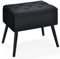 COSTWAY Flip Top Velvet Footstool, Modern Upholstered Dressing Vanity Stool Seat with Solid Wood Legs, Pouffe Storage Ottoman Footrest for Bedroom, Living Room and Hallway (Black)