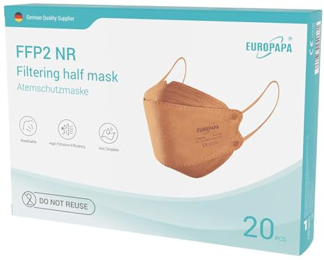 EUROPAPA® 40x FFP2 Fisch-Form Orange Masken Atemschutzmaske Staubschutzmasken hygienisch einzelverpackt Stelle zertifiziert EN149 Mundschutzmaske EU2016/425