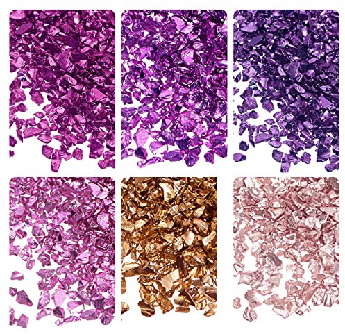 sourcing map 6 Farben Glassplitter 1-4mm unregelmäßig glitzernd metallisch Glas 28g rosa