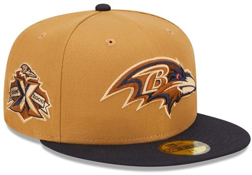 New Era Cap 59FIFTY Herren Basecap NFL Limited Edition (Baltimore Ravens, braun/Navy, 7 1/4)
