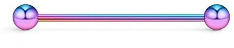 Longbeauty 14 Gauge Kurze Industrielle Barbell 38mm Piercing Stab Hantel Edelstahl Barbell Piercingschmuck Knorpel Ohrring Langhantel Körper Piercing Schmuck 1 Pcs Bunt