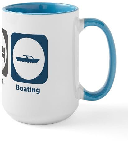 CafePress Eat Sleep Boating Large Mug 15 oz (444 ml) Ceramic Coffee Mug