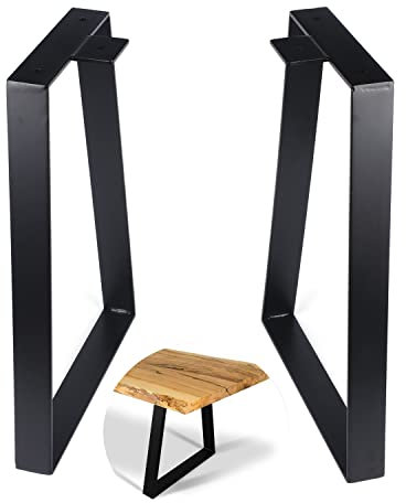 Osring Trapezförmige Tischbeine, 45,7 cm, 2 Stück, Massivstahl, Möbelbein für Couchtisch, TV-Ständer und Außenbank, Schwarz