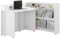 Mirjan24 Schreibtisch Ausziehbarer Work Concept, Eckschreibtisch, Arbeitstisch Computertisch, Eckschreibtisch, Winkelschreibtisch, Moderner Schranktisch (Weiß, Seite: Links)