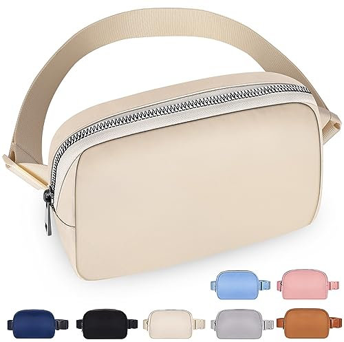 Aucenix Gürteltasche für Frauen, Sport Mode Gürteltaschen Extra Flache Gürteltasche, Mini-Gürteltasche Crossbody Bag mit Verstellbarem Gurt, Reise-Gürteltasche Wasserdicht Gürteltasche (Weiß)