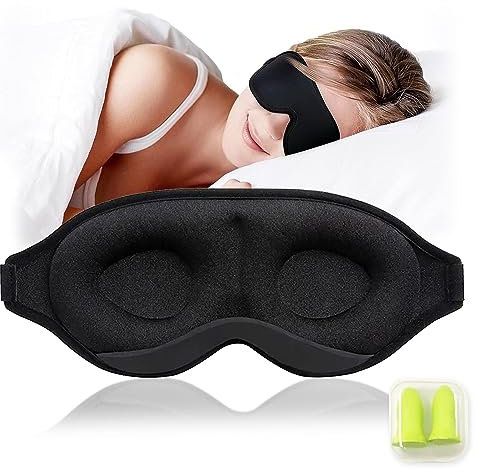 MUNSKT Schlafmaske für Seitenschläfer, 3D Schlafmaske Frauen Herren, Schlafbrille,weiche und atmungsaktive Augenmaske, 100% lichtblockierende Schlafmaske mit verstellbarem Band für Reisen,Augenmaske