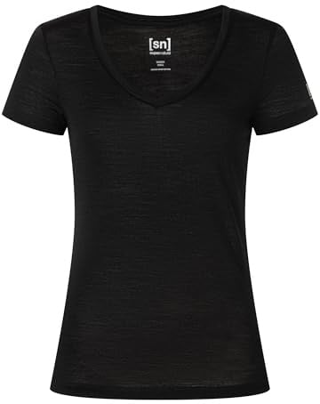 super.natural W SIERRA140 V NECK Merino Shirt Damen - Geruchs- und feuchtigkeitsabweisendes T-Shirt mit V-Ausschnitt, Sommer Funktionswäsche für Sport & Alltag