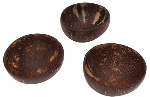 Kokosnuss-Schalen-Set, Auslaufsicher, Wiederverwendbare Hand-Polis-Kokosnussschalen-Schalen für Reis, Dessert, Salat, Frühstück, Kokosnuss-Schalen-Set, Auslaufsicher
