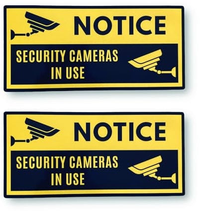 2 PACK - Small 100mm X 45mm Security Cameras In Use Notice Self Adhesive Stickers - Sign CCTV, Warning, Recording, Private Property, Surveillance