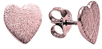 Handgefertigte Ohrringe Damen in Herzform, Ohrstecker 9mm, Silber Rosegold Vergoldet, Eismatt Finish, Ohrringe Gold und Ohrringe Rosegold, Ideal für Damen und Mädchen
