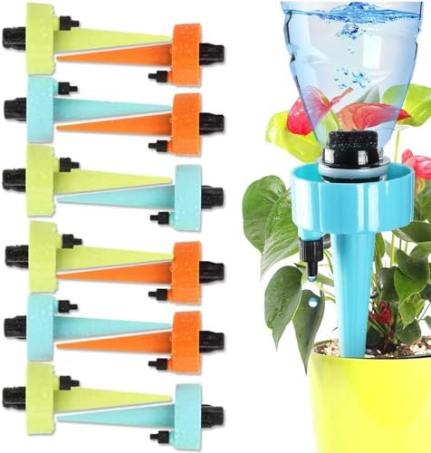 12Pcs Self Watering Spikes, Plant Watering Devices Adjustable Plant Drip Irrigation Watering Spikes with Control Valve Switch for Indoor Outdoor Garden Plants