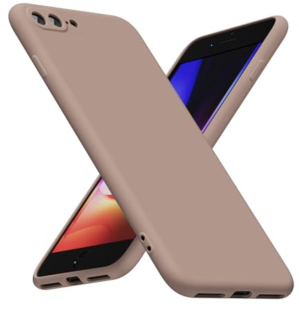 LoeoeL for iPhone 8 Plus/ 7 Plus Phone Case Silicone, Minimalist Ultra Thin Slim Soft Rubber Gel Solid Color Matte TPU Cute Case for Women Men, Girly Plain Aesthetic Design & Camera Cover, Brown Fall