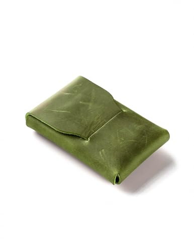 Crazy Horse Craft, Leder Kartenetui Herren, Kartenhalter Damen, Alpine Green Minimalist Slim Wallet