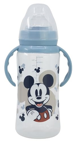 BIBERON CUELLO ANCHO 360 ML TETINA SILICONA 3 POSICIONES CON ASAS MICKEY MOUSE FULL OF SMILES